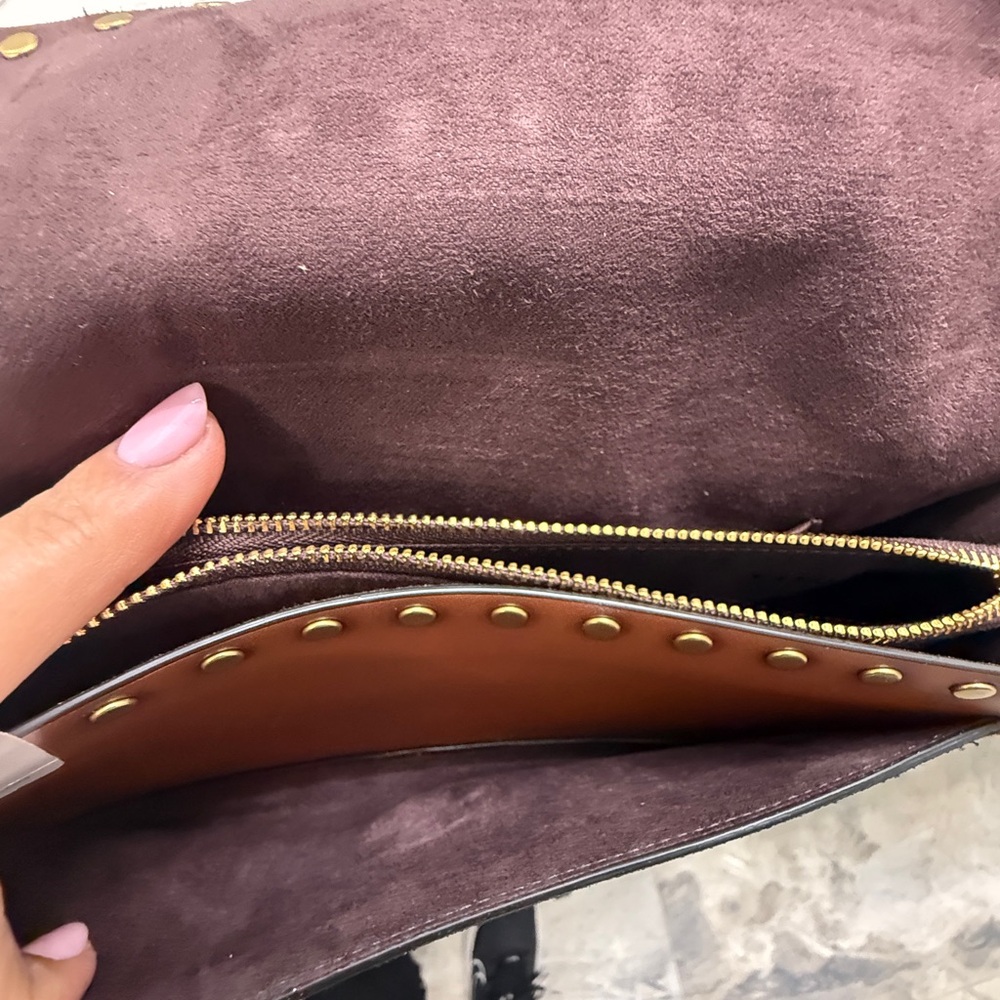 Coach Black and Brown Crossbody Bag with top handle with Gold Accents - Picture 9 of 16